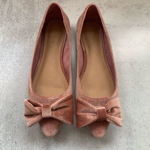 Dusty Rose Suede Bow Flats